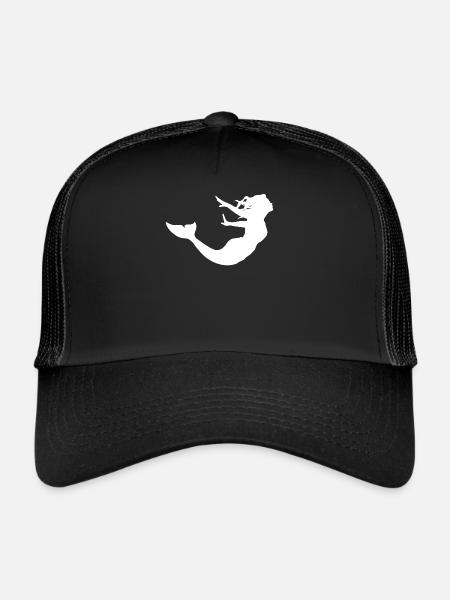 Sirène Dames Fille Cadeau Sirène - Casquette trucker  - noir/noir - Devant