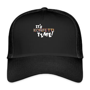 Konfetti Karneval Fasnacht Fasching Jeck - Trucker Cap - Schwarz/Schwarz - Vorne