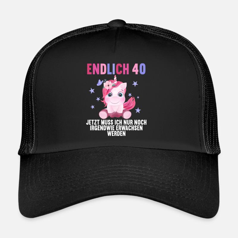 40 Jahre Nur noch erwachsen werden 40. Geburtstag - Trucker Cap - Schwarz/Schwarz