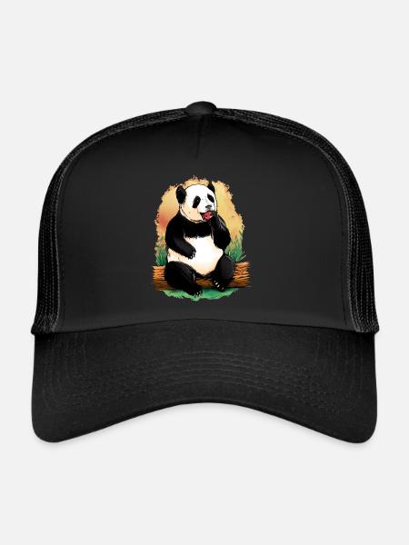 Cute Animals Panda Bear Animal Motif Gift Panda - Trucker Cap - black/black - Front