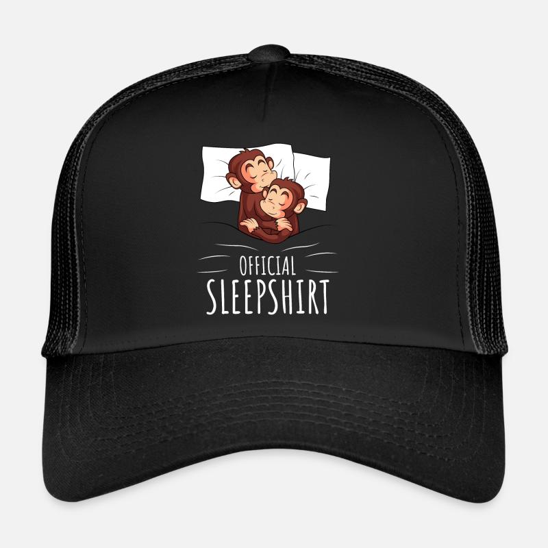 Affe Schlafshirt Affen Geschenk - Trucker Cap - Schwarz/Schwarz