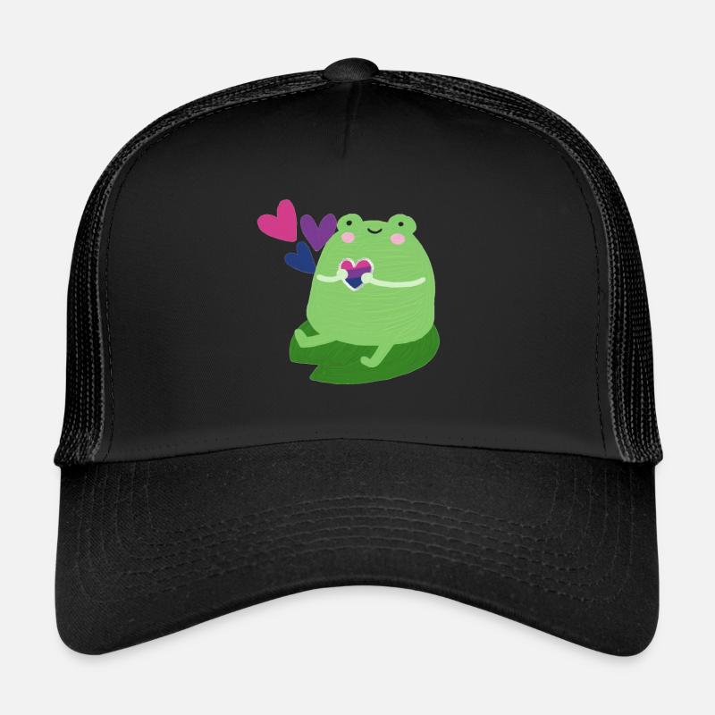 Grenouille douce avec des couleurs de drapeau de fierté bisexuelle Casquette trucker 