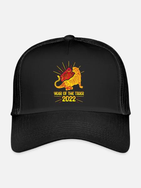 Bonne chance Joyeux Nouvel An chinois du Tigre 2022 - Casquette trucker  - noir/noir - Devant