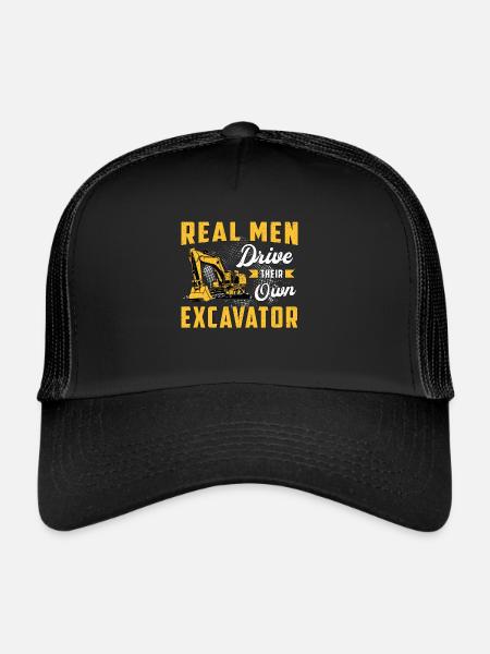 Conducteur d’excavatrice Excavatrice Ouvrier de la construction Excavatrices Cadeau - Casquette trucker  - noir/noir - Devant