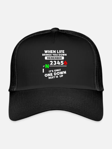 Quand la vie vous fait tomber, un seul repos vers le bas est en haut - Casquette trucker  - noir/noir - Devant