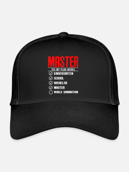 First Master then World Domination Master's Degree - Trucker Cap - black/black - Front