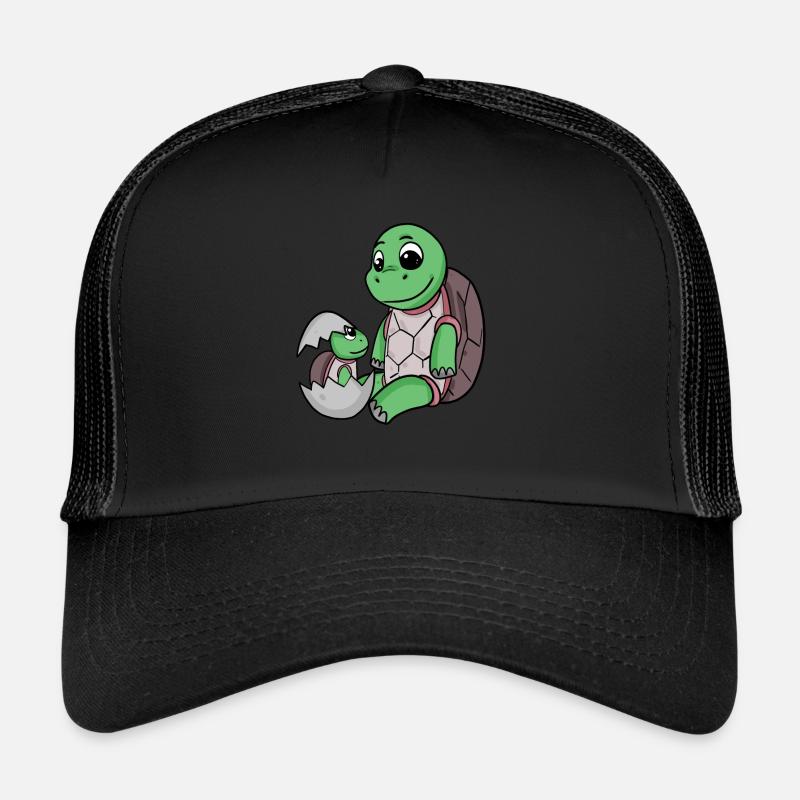 Tortue avec Bébé Tortue - Casquette trucker  - noir/noir