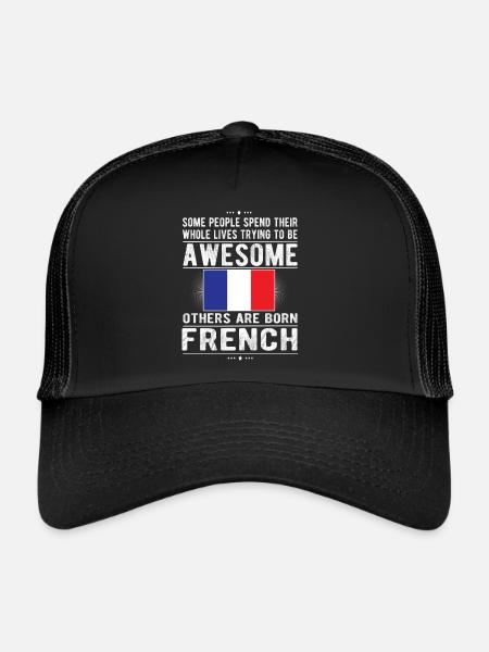 Français France Drapeau Français origine - Casquette trucker  - noir/noir - Devant
