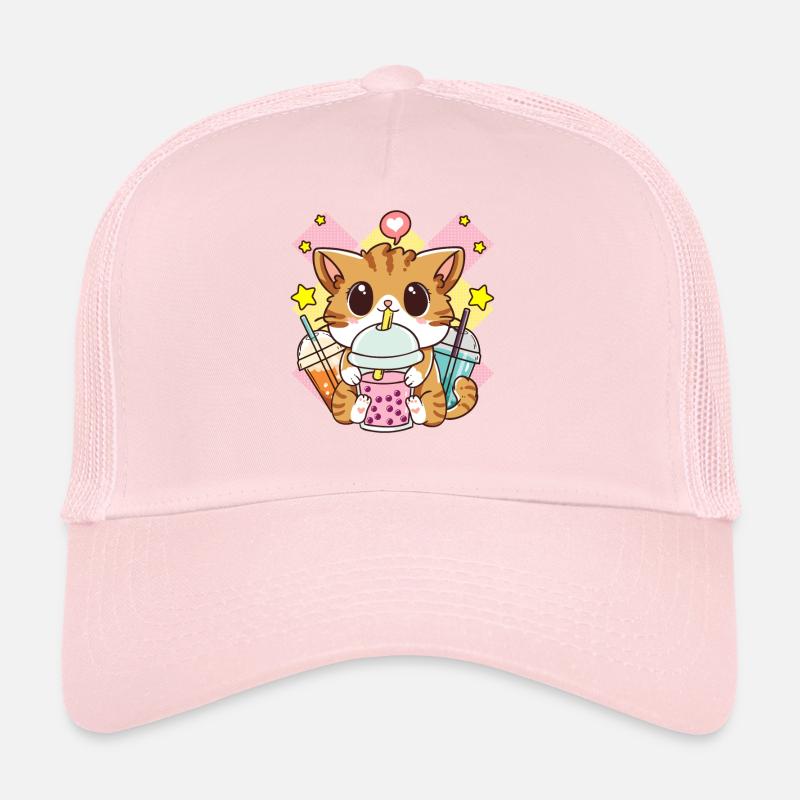 Mignon Chat Boba Thé Bubble Tea Anime Kawaii Neko Casquette trucker 