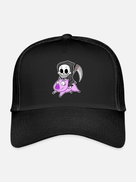 Grim Reaper and Pig - Trucker Cap - black/black - Front