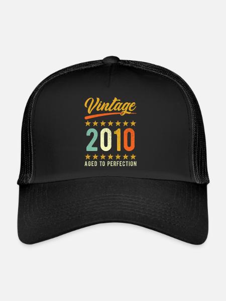 Birthday Slogan Vintage 2010 - Trucker Cap - black/black - Front