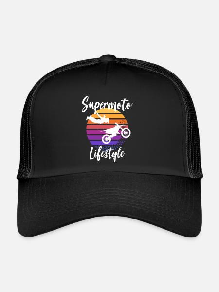 Moto Supermoto Biker Lifestyle - Casquette trucker  - noir/noir - Devant