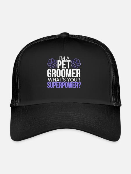 Je suis un toiletteur pour animaux de compagnie Quel est votre superpouvoir - Casquette trucker  - noir/noir - Devant