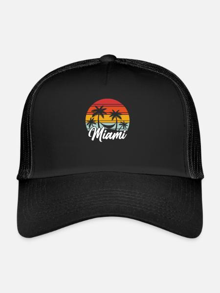 Retro Miami - Trucker Cap - Schwarz/Schwarz - Vorne