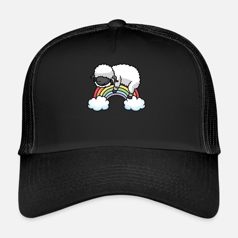 Walliser Schwarznasenschaf Regenbogen Pyjama - Trucker Cap - Schwarz/Schwarz