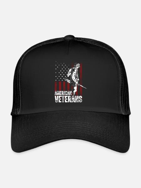 Veteran Quote American Veteran - Trucker Cap - black/black - Front
