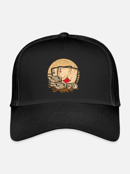 Retro Poker Casino Cartes de Poker & Jetons de Poker - Casquette trucker  - noir/noir - Devant