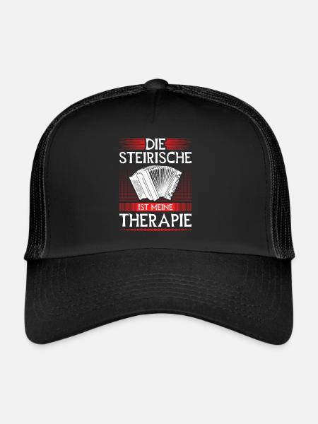 Steirische Therapie, Steirische Harmonika Quetschn - Trucker Cap - Schwarz/Schwarz - Vorne