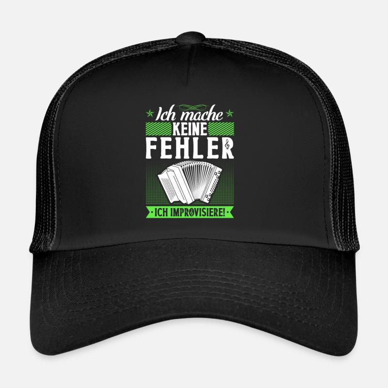 Ich Mache Keine Fehler, Steirische Harmonika - Trucker Cap - Schwarz/Schwarz