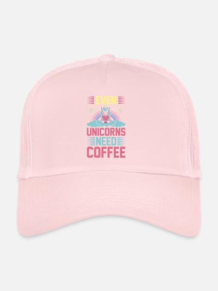 Citation de licorne Même les licornes ont besoin de café - Casquette trucker  - rose pâle - Devant