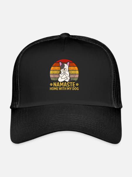 Citation de yoga Namaste Home With My Dog - Casquette trucker  - noir/noir - Devant