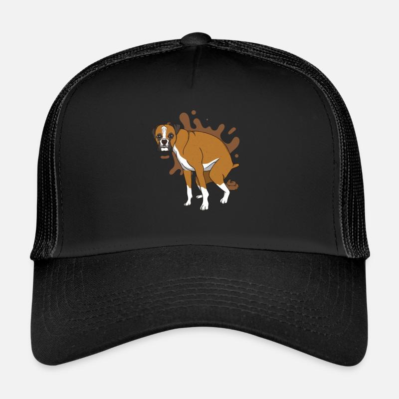 Deutscher Boxer kackt Kackhaufen - Trucker Cap - Schwarz/Schwarz