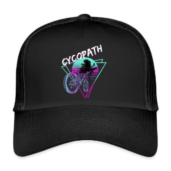 Retro Cycopath Fahrrad Synthwave - Trucker Cap - Schwarz/Schwarz - Vorne