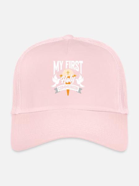 Première Communion 1. Sainte Communion - Casquette trucker  - rose pâle - Devant