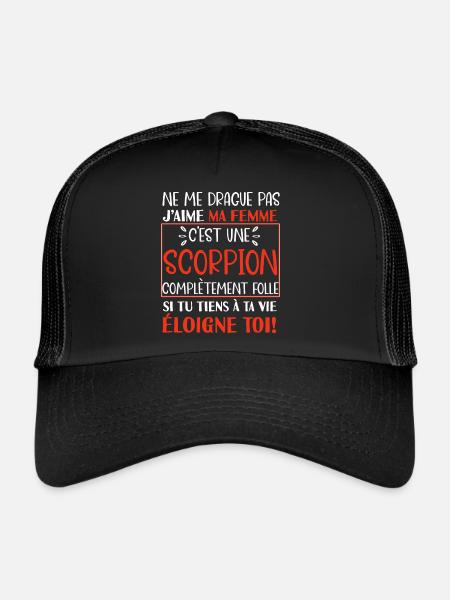 Ne me drague pas scorpion folle cadeau couple - Casquette trucker  - noir/noir - Devant