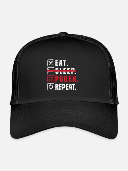 Poker Food Sleep Poker Répéter Poker - Casquette trucker  - noir/noir - Devant