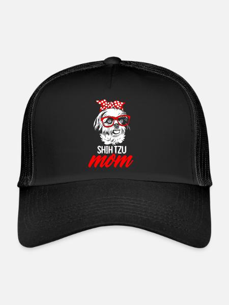 Shih tzu maman shitzu terrier - Casquette trucker  - noir/noir - Devant