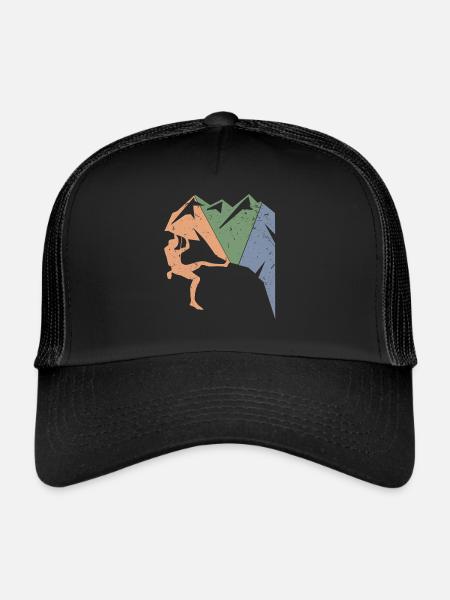 Vintage Climber Bouldering Retro Birthday Rock - Casquette trucker  - noir/noir - Devant