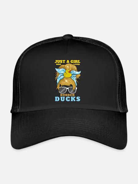 Women Bath Duckie Just A Girl Who Loves Rubber Duc - Trucker Cap - black/black - Front