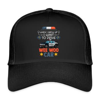 Wee Woo Auto fährt für einen zukünftigen - Trucker Cap - Schwarz/Schwarz - Vorne