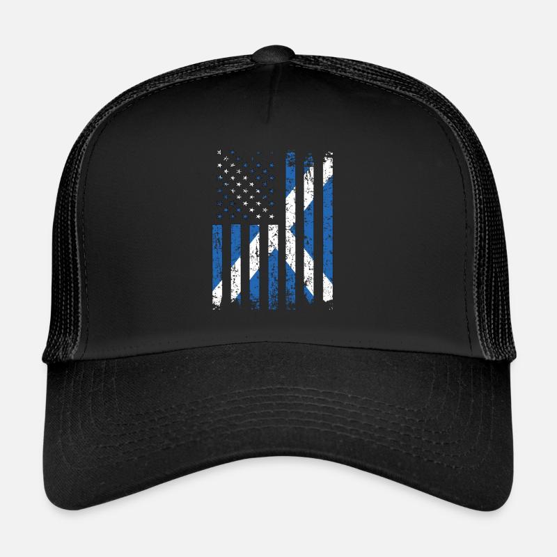 Half Scots Half American USA Scotland Flag - Trucker Cap - black/black
