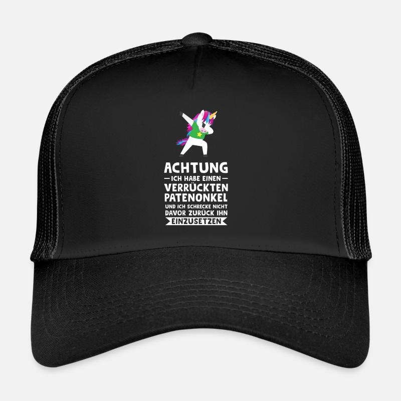 Patenkind Patenonkel Einhorn Geschenk - Trucker Cap - Schwarz/Schwarz