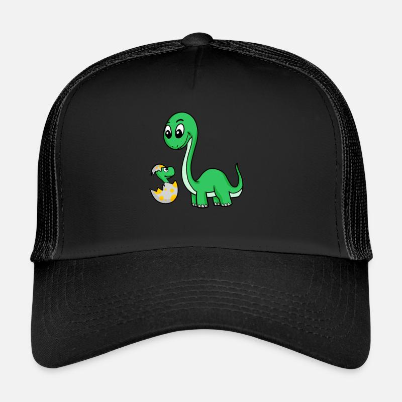 Dinosaurs with Baby Dinosaurs - Trucker Cap - black/black