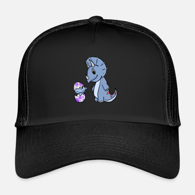 Dinosaurier mit Baby Dinosaurier - Trucker Cap - Schwarz/Schwarz