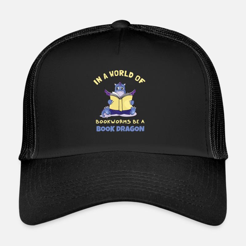 Book Dragon Design Librarian Book Lovers - Trucker Cap - Schwarz/Schwarz