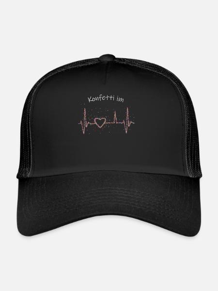 Konfetti im Herzen Herzschlag Karneval - Trucker Cap - Schwarz/Schwarz