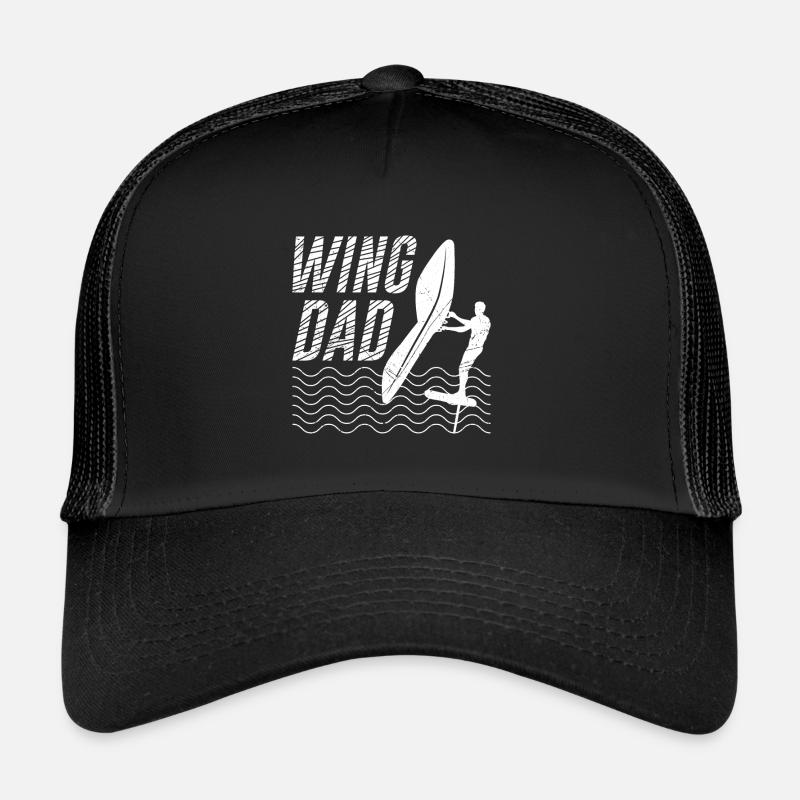 Wing Dad Wing Foiler Wing Surfer Vater Papa - Trucker Cap - Schwarz/Schwarz