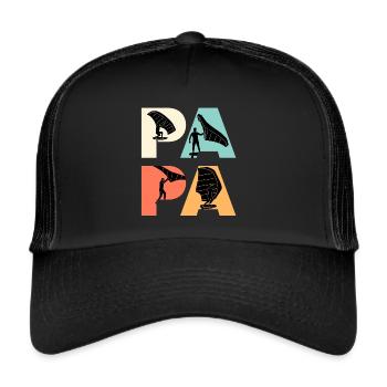 Wingfoil Papa Wing Surf Dad Wing Foil - Trucker Cap - Schwarz/Schwarz - Vorne