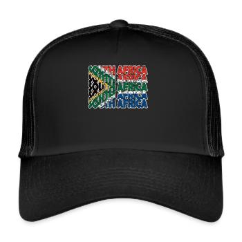 South Africa Flag South African South Africa Roots - Trucker Cap - black/black - Front