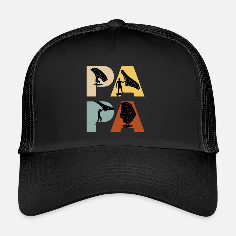 Wing Foil Papa Wing Surf Dad Wing Foil - Trucker Cap - Schwarz/Schwarz