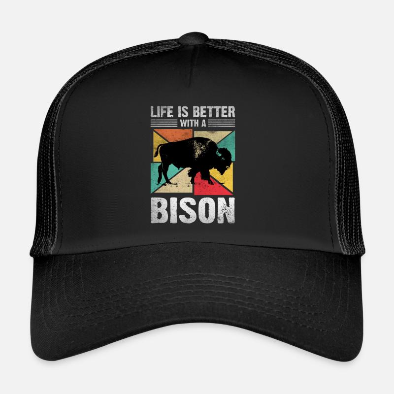 Life Is Better With A Bison - Trucker Cap - Schwarz/Schwarz