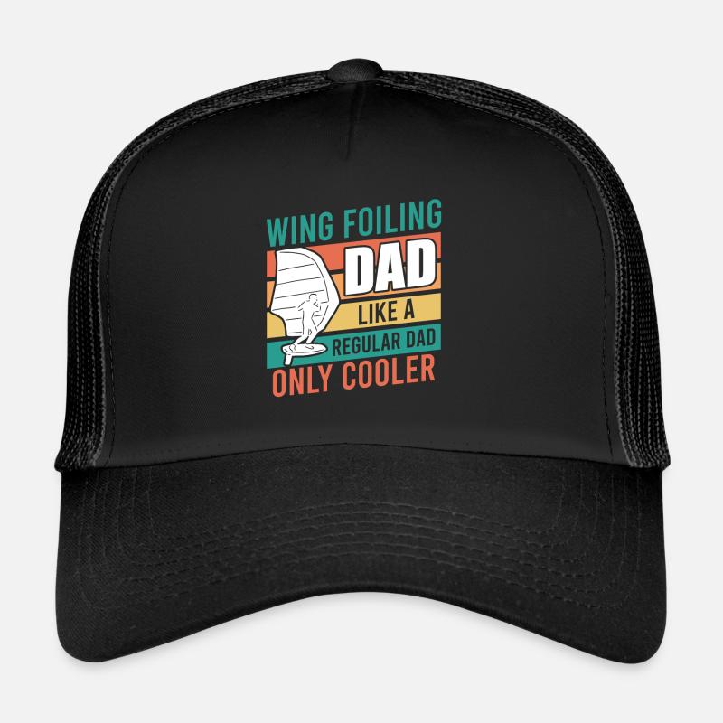 Wing Surfing Dad Wing Foil Papa Vatertag - Trucker Cap - Schwarz/Schwarz
