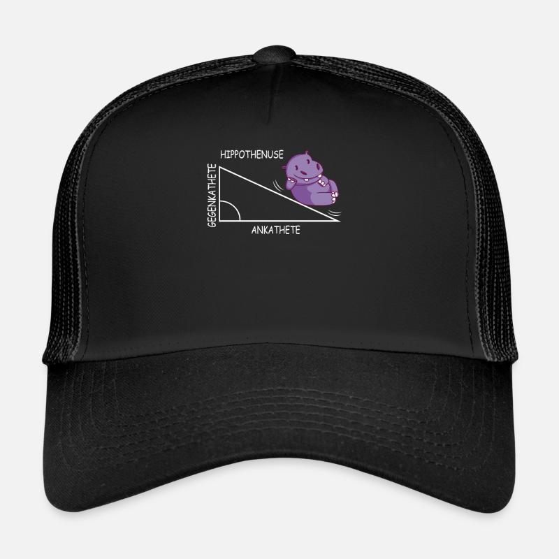 Lustiges Mathe Wortspiel Hippothenuse Nilpferd - Trucker Cap - Schwarz/Schwarz