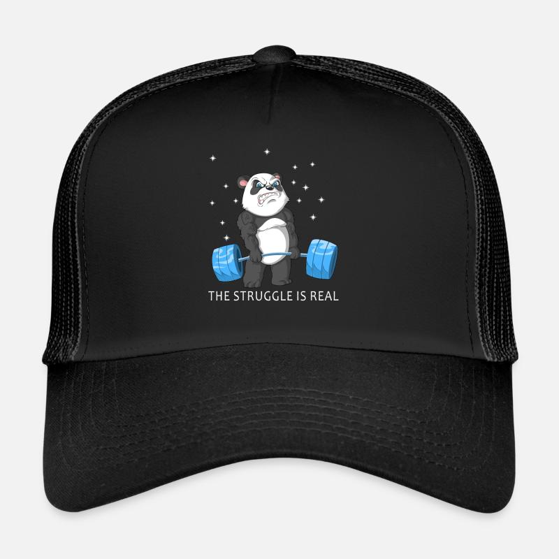 la lutte est un vrai panda - Casquette trucker  - noir/noir