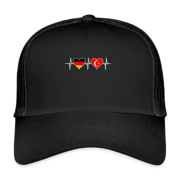 Allemagne Turquie Love Heartbeat Turc allemand - Casquette trucker  - noir/noir - Devant
