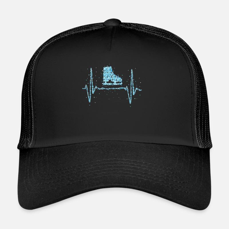 Schlittschuhlaufen Herzschlag Eislaufen - Trucker Cap - Schwarz/Schwarz